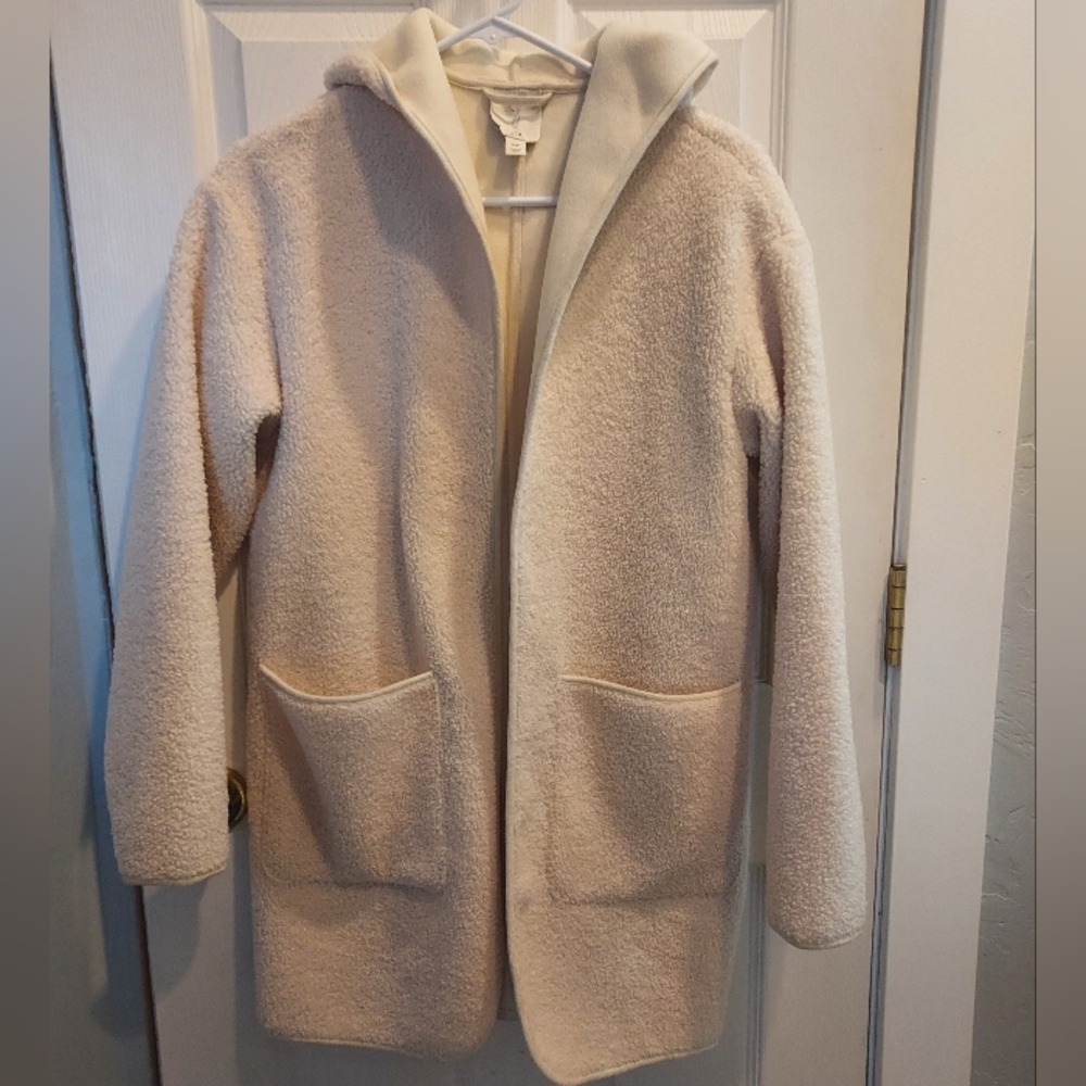 Joie Women's Open Front Cream Hooded Cardigan Jacket